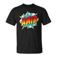 Kids Boys Amir Name Comic Book Superhero T-Shirt