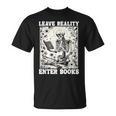 Leave Reality Enter Books Skeleton Reading Book T-Shirt