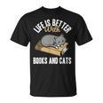 Life Is Better With Books And Cats Cat Owner Books Lover Men Women Kids T-Shirt Life Is Better With Books And Cats Cat Owner Books Lover Men Women Kids T-Shirt