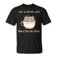 Life Is Better With Books Cats And Coffee Cute Kitten T-Shirt Life Is Better With Books Cats And Coffee Cute Kitten T-Shirt