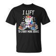Lifting To Hold More Books Deadlift Unicorn Reader Workout T-Shirt