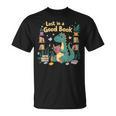 Lost In a Good Book Cute Reading Dinosaur Illustration T-Shirt