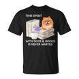 Love Reading Books And Pomeranian Dog Watercolor Art T-Shirt