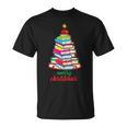 Merry Christmas Tree Book Reading Librarian T-Shirt