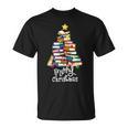 Merry Christmas Tree Love Reading Books Librarian Nerd T-Shirt