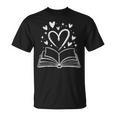 Open Book Hearts Reading Lover Bibliophile T-Shirt