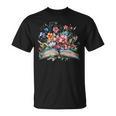 Open Book With Wildflowers Blooming Around Pages T-Shirt Open Book With Wildflowers Blooming Around Pages T-Shirt