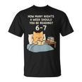 Orange Cat Reading Book 67 Six Seven Meme T-Shirt