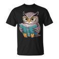 Owl Reading A Book Owls Wearing Glasses Librarian T-Shirt Owl Reading A Book Owls Wearing Glasses Librarian T-Shirt