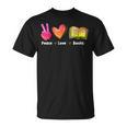 Peace Love Books Reader Librarian Library Book T-Shirt