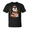 Penguin Reading Book Graphic Penguin With Book Floral T-Shirt Penguin Reading Book Graphic Penguin With Book Floral T-Shirt