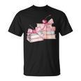 Pink Bow Books And Cherries For Book Lover Girl Women T-Shirt