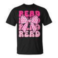 Pink Leopard Read Coquette Bow Girls Retro Groovy Reading T-Shirt Pink Leopard Read Coquette Bow Girls Retro Groovy Reading T-Shirt