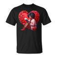 Pretty Girl With Book And Hearts For Valentine's Day T-Shirt