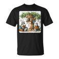 Raccoon Family Reading Around Treetop Home Books Adventure T-Shirt