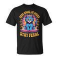 Read Books Be Weird Stay Feral Cat Groovy T-Shirt Read Books Be Weird Stay Feral Cat Groovy T-Shirt