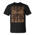 Read Coquette Bow Retro Western Groovy Leopard Reading T-Shirt