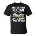 Reading Art For Men Women Reading Book Lover Bookworm Small T-Shirt