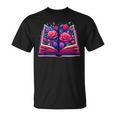 Reading Lover Librarian Book Lovers Flowers English Roses T-Shirt