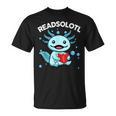 Readsolotl Cute Axolotl Read Book Ambystoma Mexicanum Kids T-Shirt
