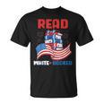 Red And Booked 4th Of July Patriotic Book Lover Art T-Shirt