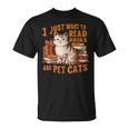 Retro I Just Want To Read Books And Pet Cats Cat T-Shirt