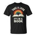 Retro Rainbow Take A Look It's In A Book Reading T-Shirt