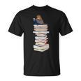 Robin Bird Reads Books Garden Backyard Birds T-Shirt