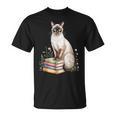 Siamese Cat Meezer Bookworm Flowers Book Reading Books T-Shirt Siamese Cat Meezer Bookworm Flowers Book Reading Books T-Shirt