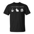 I Have Simple Needs Bunny Coffee Rabbit Books T-Shirt I Have Simple Needs Bunny Coffee Rabbit Books T-Shirt