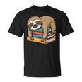 Sloth Sleeping On Books T-Shirt