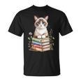 Snowshoe Cat Bookworm Flowers Book Reading Books T-Shirt Snowshoe Cat Bookworm Flowers Book Reading Books T-Shirt