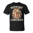Support Public Libraries Floral Bookshelf T-Shirt