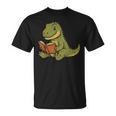 T-Rex Dinosaur Reading Book Nerd T-Shirt