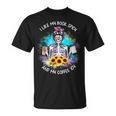 Tie-Dye Messy Bun Skull I Like My Books Spicy & My Coffee T-Shirt