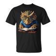 Triceratops Dinosaur Reading Book Nerd T-Shirt
