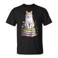 Turkish Van Bookworm Flowers Book Reading Books T-Shirt