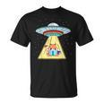 Ufo Abduction Red Panda Reading Book T-Shirt