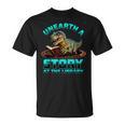 Unearth A Story At The Library Dinosaur Reading T-Shirt