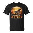 Unearth Story Summer Reading 2026 Dinosaurs Library Reading T-Shirt Unearth Story Summer Reading 2026 Dinosaurs Library Reading T-Shirt