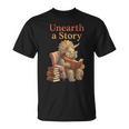 Unearth a Story Triceratops Dinosaur Reading Books Dino T-Shirt