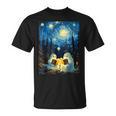 Van Gogh Starry Night Ghost Book Reading Camping Halloween T-Shirt