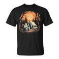 Vintage Ghost Book Reading Camping Gothic Halloween Teachers For Men Women Kids T-Shirt
