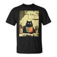 Vintage Japanese Cat Book Lovers Librarian Cat Dad Teacher T-Shirt Vintage Japanese Cat Book Lovers Librarian Cat Dad Teacher T-Shirt