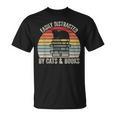 Vintage Retro Easily Distracted By Cats And Books Cat T-Shirt Vintage Retro Easily Distracted By Cats And Books Cat T-Shirt