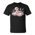 Watercolor Lizzard Reading Book Cute Kids T-Shirt Watercolor Lizzard Reading Book Cute Kids T-Shirt