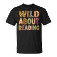 Wild About Reading Book Animal Book Lover Teacher Kids T-Shirt