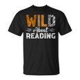 Wild About Reading Books Reader Lover Animals Leopard Zebra T-Shirt