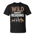 Wild About Reading Retro Animal Book Lover Librarian Teacher T-Shirt