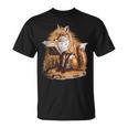 Wise Fox Reading A Book In Glasses T-Shirt